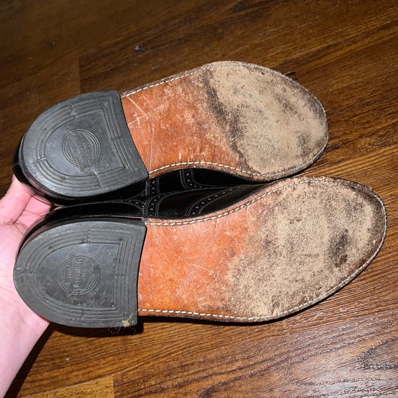 Vintage Florsheim Black Leather Wingtip Brogue Men's Dress Shoes Size 10.5/11 - Picture 14 of 16